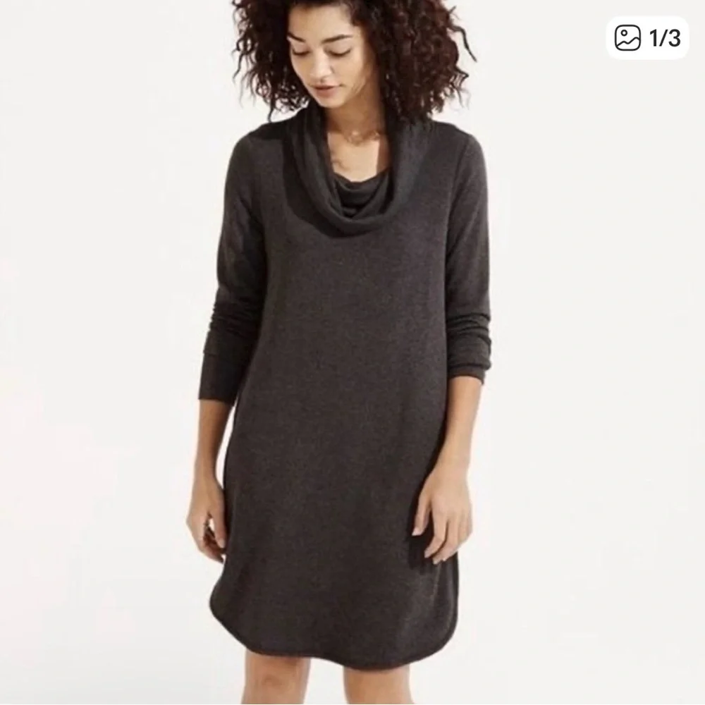 Lou & Grey Dark Gray Cowl Neck Sweater Dress S
